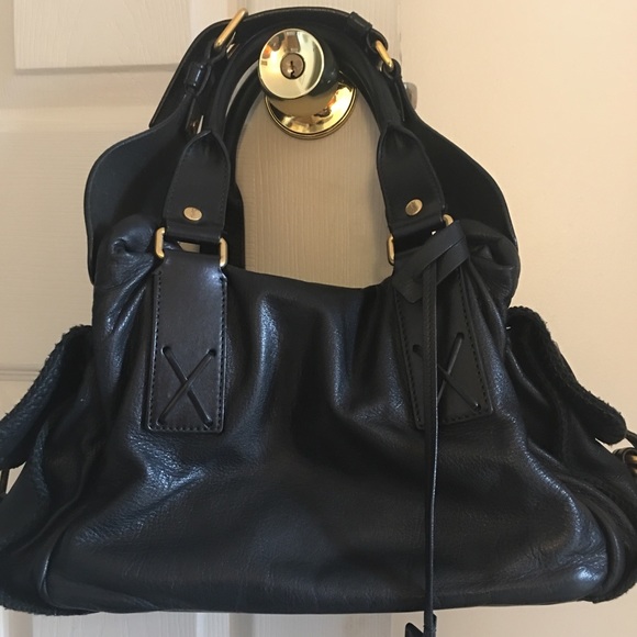 Yves Saint Laurent Handbags - YSL Rive Gauche Black Leather Satchel